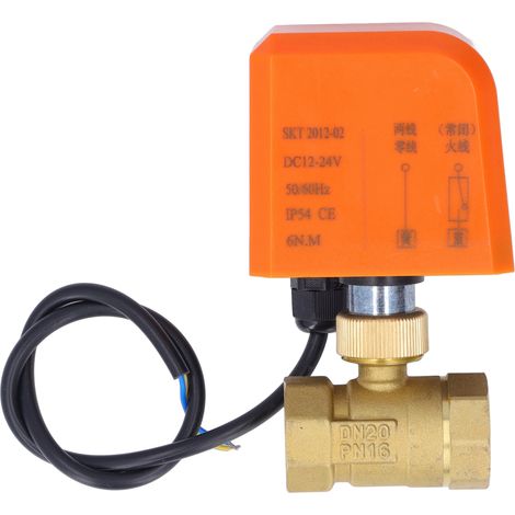 DN20 2-Wege-Kugelhahn, 3/4 Zoll, normalerweise geschlossen, 2-adrig, universell, elektrisch, DC 12–24 V (1/5)