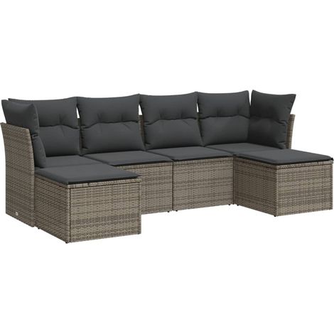 Maison Exclusive - 6-tlg. Garten-Sofagarnitur mit Kissen Grau Pol