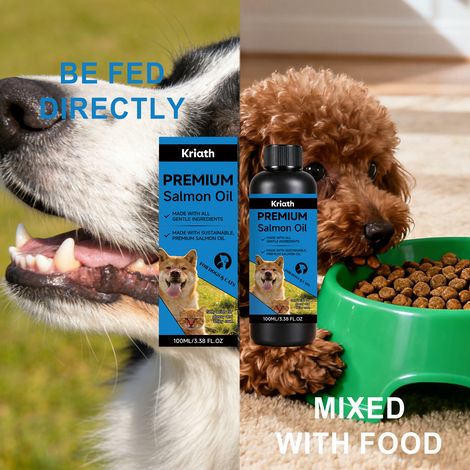 L'huile de saumon pour animaux de compagnie prend soin du pelage de votre chien en douceur, le laissant lisse et brillant – huile de toilettage quotidienne – 100 ml (1/5)