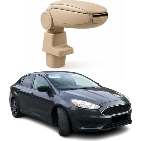 OMAC Accoudoir pour Ford Focus 2015-2018 - Snap-On - ABS + Simili Cuir - Aucune Perçage ou Installation - Installation Facile Beige (1/5)