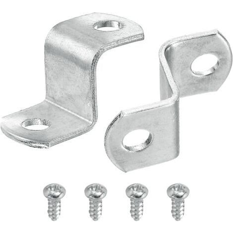 Lot de 20 clips décalés de 1,27 cm pour toile - Clips de montage en forme de Z avec 2 trous de montage avec vis - Argenté (1/5)