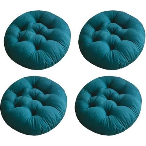 Coussin de chaise rond doux pour intérieur et extérieur 40 x 40 cm Pour fauteuils, jardin, canapé en rotin chambre vert foncé,4 pcs (1/5)