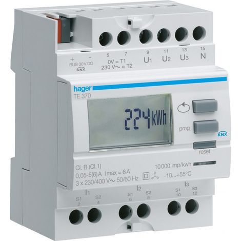 Compteur tri via transformateur d'intensité 50 à 6000/5A sortie KNX (TE370)