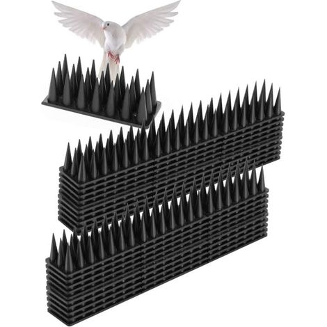 Plastic Anti-Pigeon Spikes, Anti-Pigeon Spikes for Balcony, Anti-Bird Spike Install Fences Window Sills, Prevent Pigeons, Crows, Cats from Landing(20PCS) (Black)