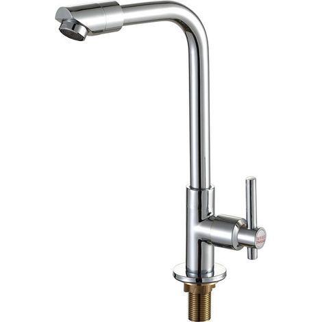 Robinet de cuisine, robinet d'évier d'eau froide robinet de barre en acier inoxydable à un seul trou adapté au jardin de la cuisine extérieure (1/4)