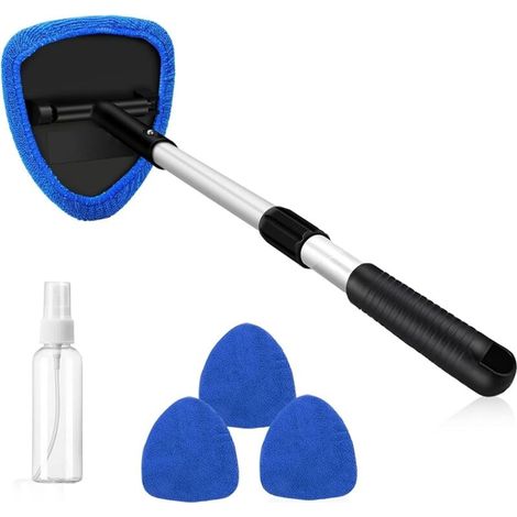 10 Pieces Car Windshield Cleaner, Car Cleaning Kit, Car Window Cleaning Tool with 3 Reusable Microfiber Pads, Detachable Handle and Extendable Design, Windshield Wiper Set for MUMU (1/4)