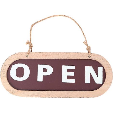 Panneau « Ouvert/Fermé » pour commerce, panneau de porte double face, décoration murale en bois-23.70X9.50X1.50CM (1/2)
