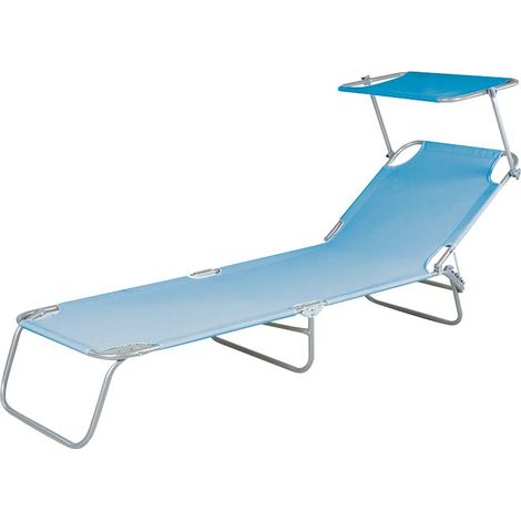 GARDENIA Lettino da mare pieghevole, struttura in acciaio, telo in pvc, 185x55xh.24 cm, colore azzurro