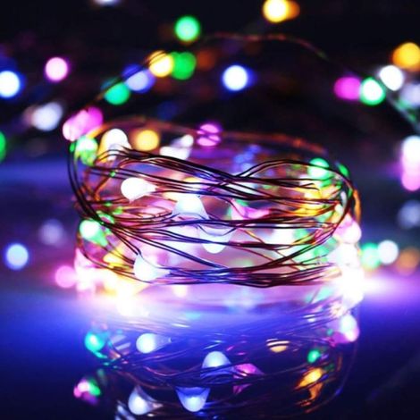 Stringa serie 50 luci di Natale micro led Multicolore rgb a batterie impermeabile e immergibile 5.2 mt IP65 catena per esterno e interno luminarie addobbi e decori natalizi Multicolore 5.2 metri - 50 (1/5)