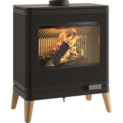 Invicta – Poêle à bois Kazan Zen – Puissance 9 kW – Rendement 76% – Évacuation arrière Ø 150 mm – Combustion prolongée 8h – Fonte anthracite (1/8)