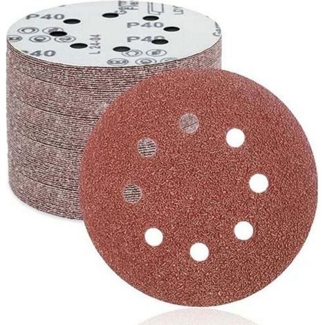 Disques de ponçage abrasifs - - 125 mm - 8 trous - 50 pièces - Grain 40 - Auto-agrippant - Anti-colmatage (1/5)
