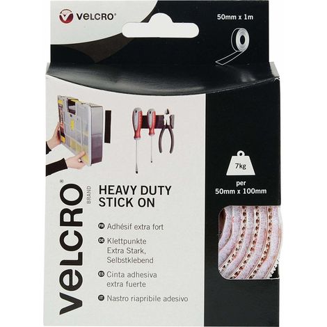 Cinta adhesiva de velcro blanca rollo 1 metro