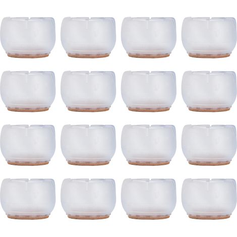 Lot de 16 protège-pieds de chaise ronds en silicone pour meubles, protégeant les sols en bois et évitant les bruits de déplacement. (1/5)