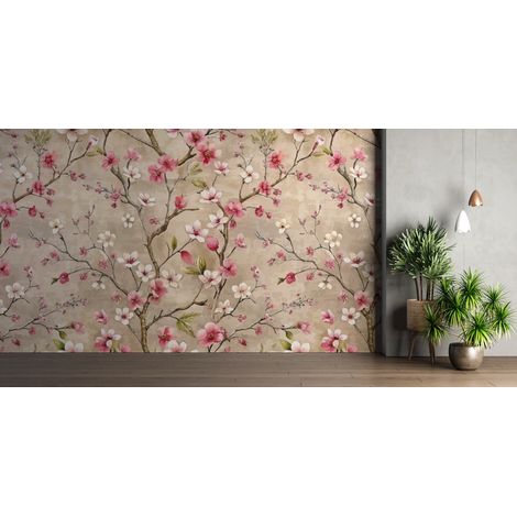 Papier peint fleuri - cerisier japonais vintage - 150 x 250 cm (1/2)