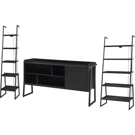 Ensemble de 3 meubles avec meuble TV et 2 étagères échelles noir (1/5)