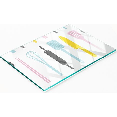Tabla de cortar y servir decorativa de vidrio, utensilio de cocina, 80x52 cm (1/5)