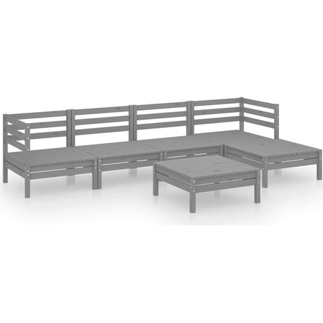 Maison Exclusive - 6-tlg. Garten-Lounge-Set Massivholz Kiefer Gra (1/5)