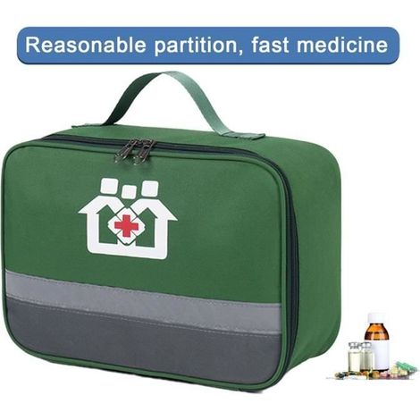 Trousse de Secours,Sac de rangement de médicaments vide,Trousse de Premier Secours Multi-compartiments,pour maison,voyage,sport,vert (1/4)