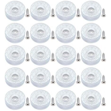 Pair 20 patins de protection de sol ronds en silicone de 30 mm, antidérapants et silencieux, avec vis, adaptés aux pieds de canapé, coussins de chaise (1/4)