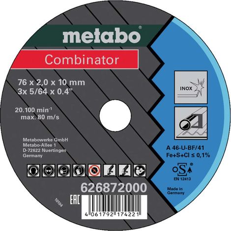 Metabo - Disco de corte y desbaste para acero inoxidable 76x10 mm, 3 unidades 626872000