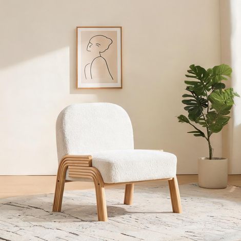 Fauteuil ivory en chenille 72 x 61 x 78 cm (1/5)