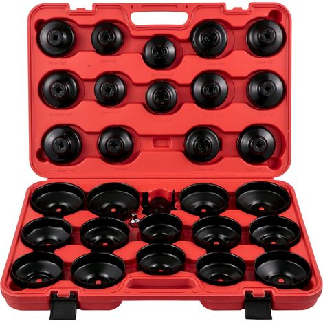 Jeu de Douilles à Filtre à Huile 30PCS Jeu de Clés à Filtre à Huile en Acier Tête 0,95 cm Profil Bas Cloches de Filtre d'huile avec Mallette pour Retirer Installer Bouchon du Filtre à Carburant (1/5)