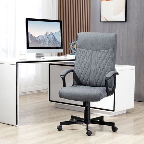 Silla de Oficina con Respaldo Alto Altura Ajustable y Función de Inclinación 65x72x102-112,5 cm Gris Oscuro (1/5)