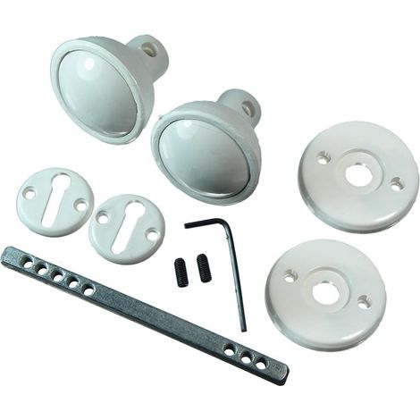 MORTICE Lot de 5 boutons de porte en plastique avec fixations et broche Blanc (1/2)