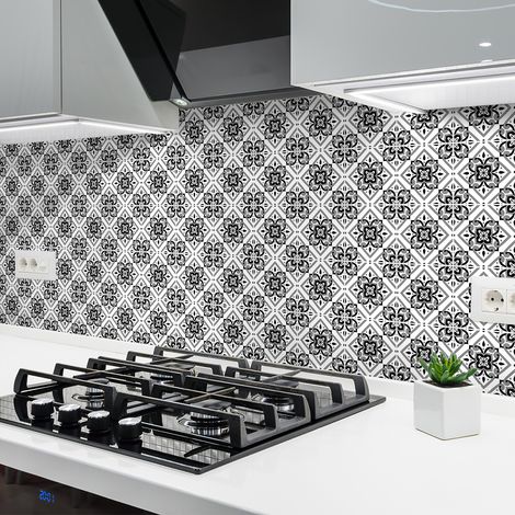 Sticker Mural Carrelage adhésif Cuisine Salle de Bain - 24 STICKERS CARREAUX DE CIMENT AZULEJOS JIANIA - 24stickers20x20cm (1/5)