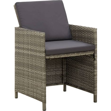Maison Exclusive - Sedie da Giardino 4 pz con Cuscini in Polyrattan Grigio