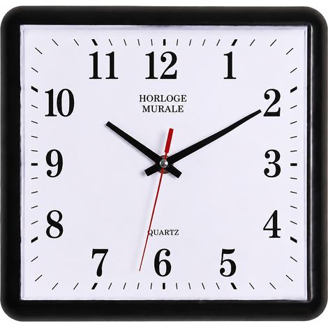 Horloge murale rectangulaire silencieuse à quartz 23x24 cm cadre noir modèle 9811 noir réf 9832 24 × 23 × 10 cm 420 g – Livraison gratuite