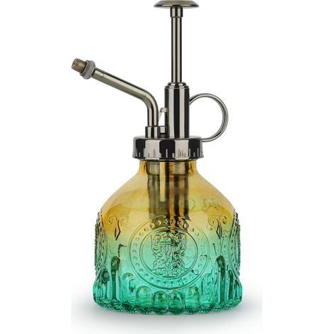 Brumisateur de plantes en verre 200 ml, vintage, pompe fine, petit arrosoir pour intérieur - vert jaune (1/5)