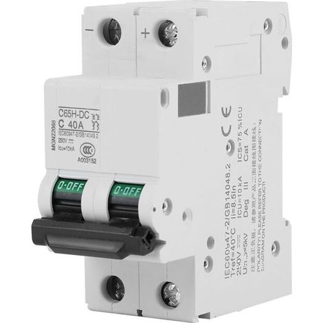 Disjoncteur miniature CC basse tension 2P 250V pour système de grille de panneaux solaires (40A) (1/4)