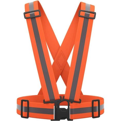 Gilet de Sécurité Réfléchissant Haute visibilité Réglable Gilet de Sécurité pour La Course, Le Vélo, La Moto（couleur orange） (1/4)