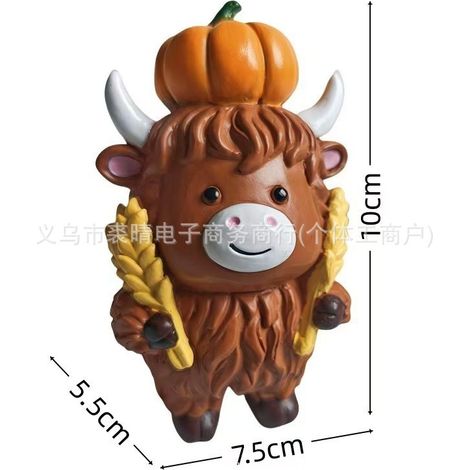 New Arrival Cute and Adorable Highland Bull Decorative Ornament for Christmas, Home, Patio, and Halloween - A Thanksgiving Little Cow A -