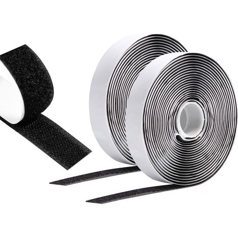 Scratch Autocollant Double Face 8 M X 20 MM, Hook Loop Rubans Ruban AdhéSif Puissant à Crochets Et Boucles pour La Couture (Noir) (Lot de 5) (1/5)