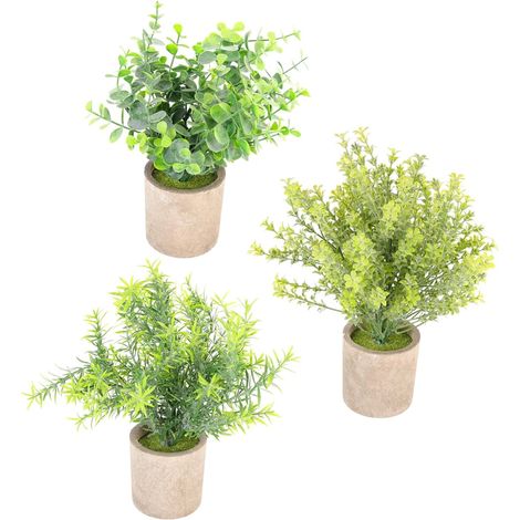 3pièces Plantes Artificielles Pot Décoration Bonsaï Réaliste pour Maison Bureau sans Entretien (1/5)