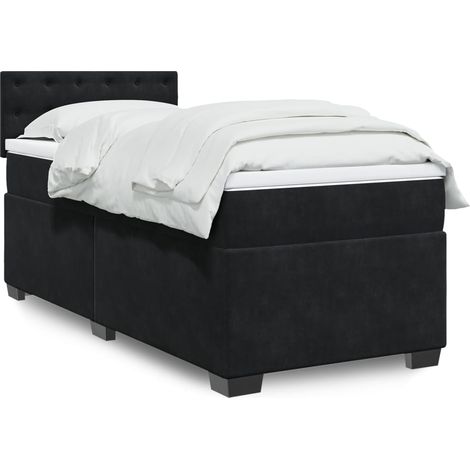 Boxspringbett mit Matratze Schwarz 100x200 cm Samt