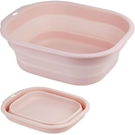 Ensemble lavabo pliable, une pièce, lavabo pliable de petite à moyenne taille, lavabo portable en plastique (rose).
