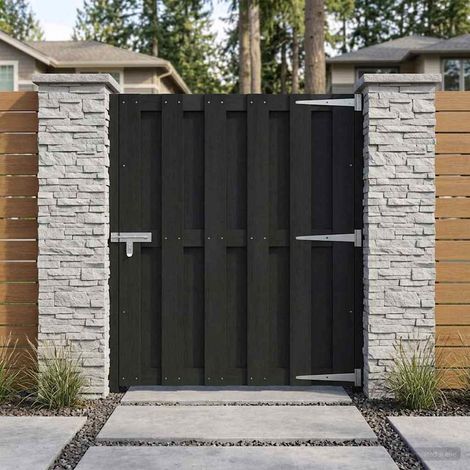 vidaXL Porte de Jardin 100 x 112 cm WPC et Aluminium Noir