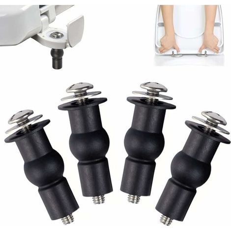 4 Pièces Fixation Cuvette WC, Abattant WC Fixations Charnières, Abattant, Charniere Vis, Extensible Caoutchouc Vis Fixation (1/5)