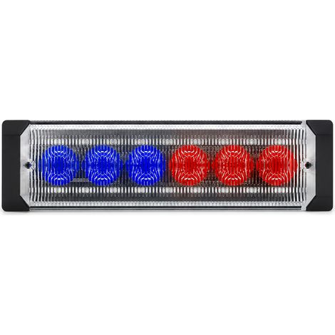 Barre Lumineuse d'Avertissement LED Clignotante Rouge et Bleue 12-24 V pour Moto, Voiture et Pickup (1/5)