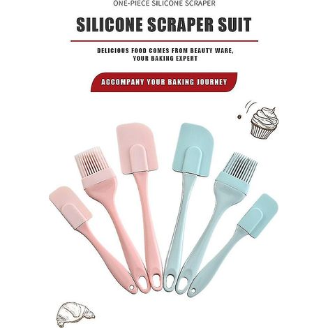 Set mit 3 grünen Silikon-Backutensilien: Schaber, Spatel und Ölpinsel (1/4)