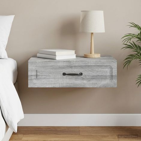 Table d’appoint murale avec tiroir Sonoma gris 59 x 34,5 x 17 cm - PANGIVO (1/5)
