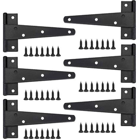 Charnière Porte Lourde 6 Pouces en T Noire Acier Inoxydable pour Porte Fenêtre Abri Jardin (1/4)