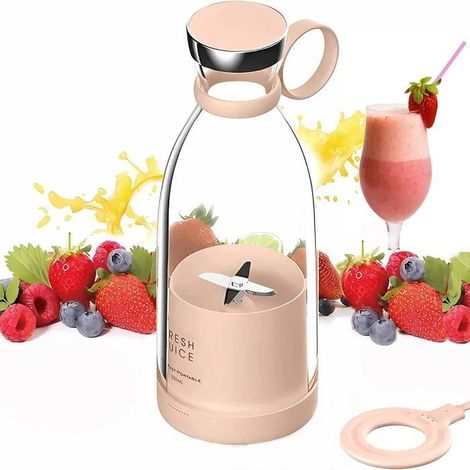 Blender Portable Smoothie Mixer, Mixeur Portable pour Smoothies, Personal Fresh Juice Mixer Bouteille à emporter Avec USB Et C[91] (1/4)