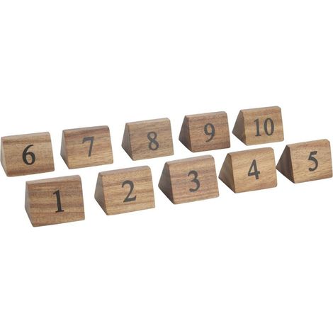Segnaposto numerici in legno, decorativi, per ristoranti con numeri da 1 a 10, set da 10