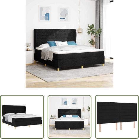 Matratze - Boxspringbett mit Matratze Schwarz 200 x 180 cm Stoff (1/5)
