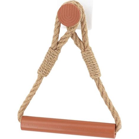 Derouleur papier wc corde et bambou sur sticker - naturel/terre de sienne -