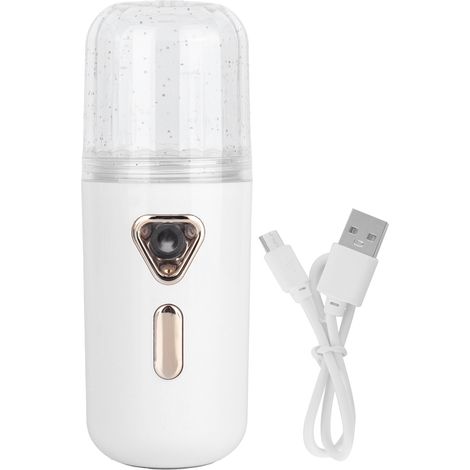 Mini Humidificateur Facial 30ml Portable, Brumisateur USB Rechargeable pour Soins de la Peau - Blanc (1/5)